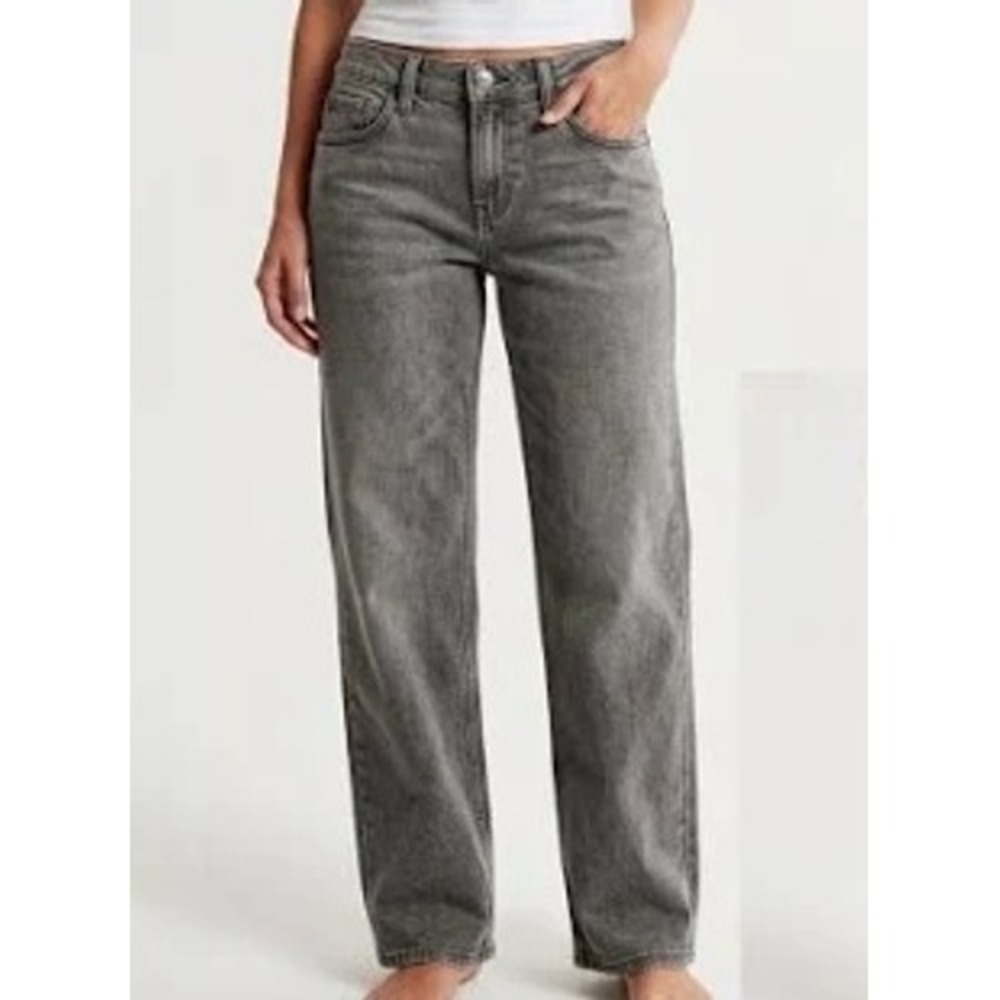 Hollister women 10R low rise baggy relaxed leg gray denim jean grunge streetwear